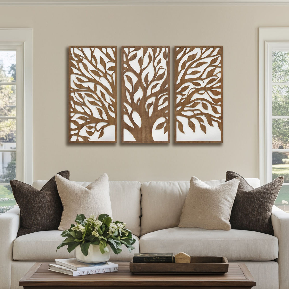 Birch Botanical - Two-Tone Panel Wall Decor Set - Tree Of Life