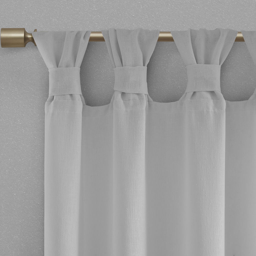 Rosette - 63" Floral Embellished Cuff Tab Top Solid Window Panel - Gray
