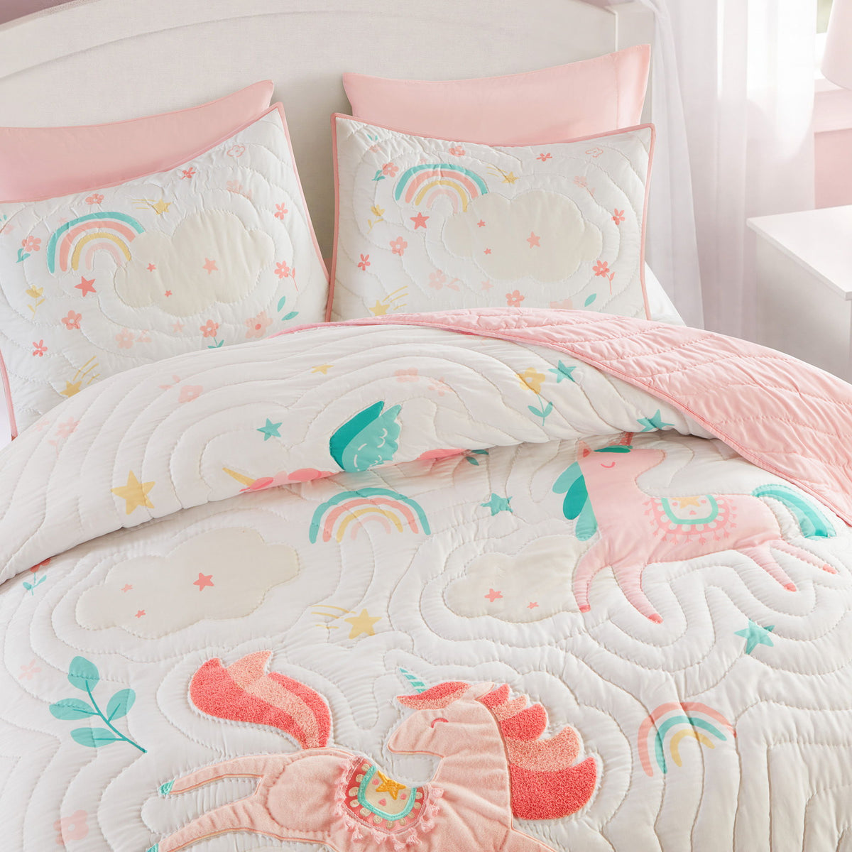Unicorn Dream - Queen Quilt Set - Pink