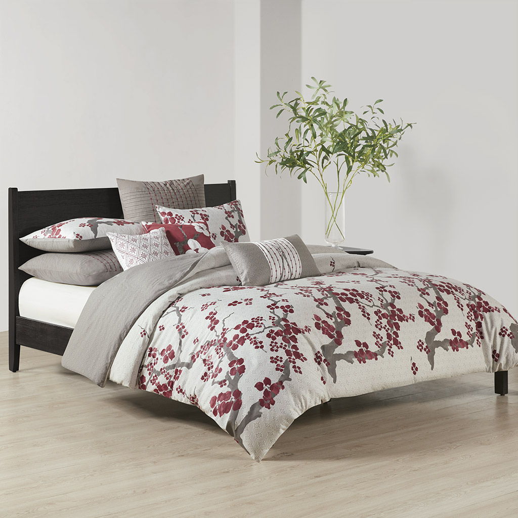 Cherry Blossom - Euro Sham - Gray