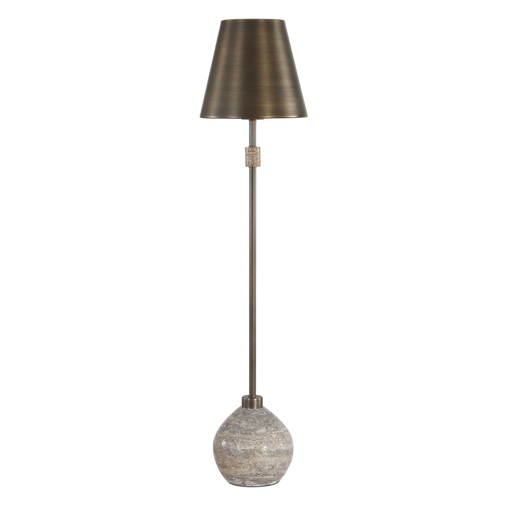 Jaycee - Dark Travertine Buffet Lamp - Brass / Gold / Gray