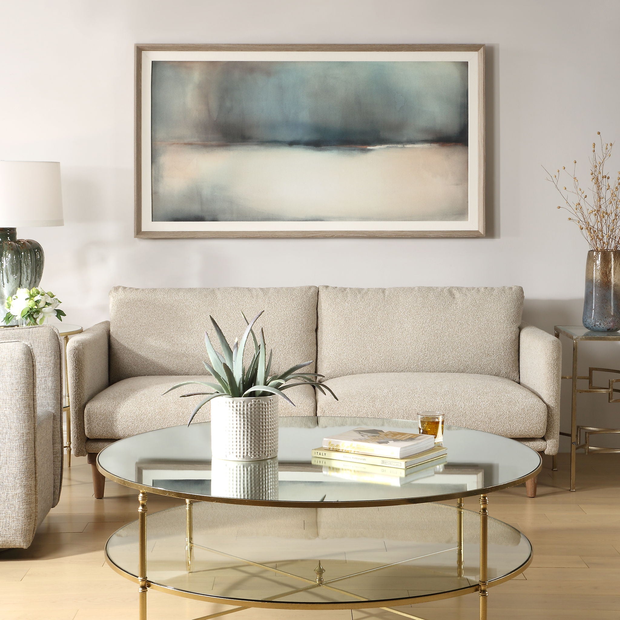 Deep Rains - Framed Abstract Print - Light Gray