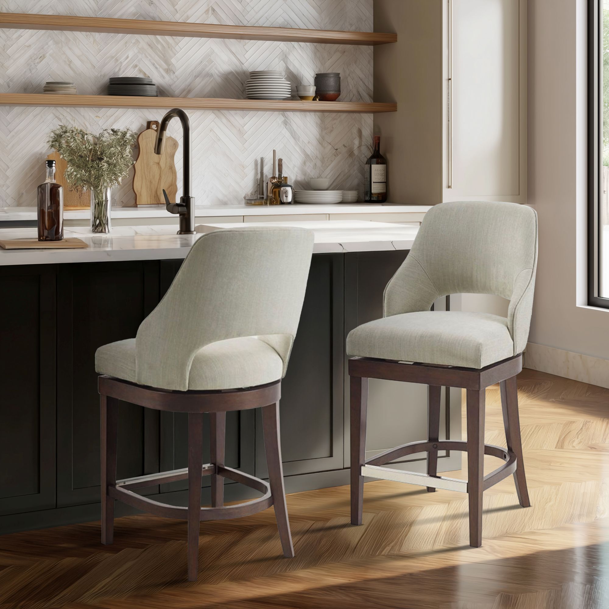 Jillian - Counter Stool With Swivel Seat - Cream