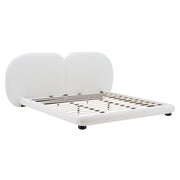 King Size Upholstered Platform Bed With Split Headboard - White