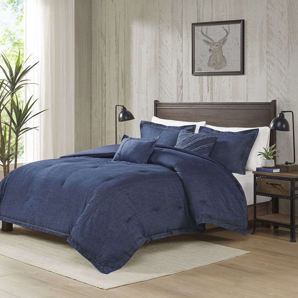 Perry - Queen Oversized Denim Comforter Set - Blue