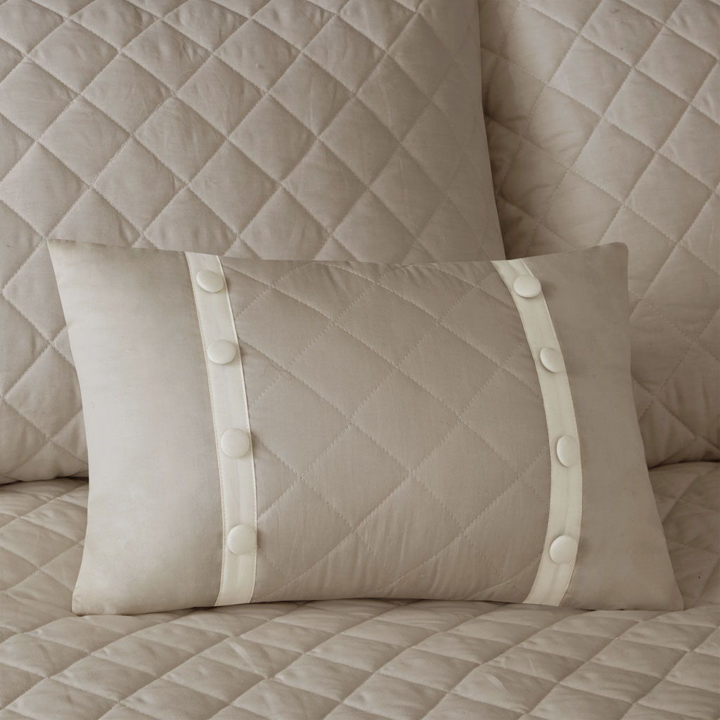 Breanna - Queen 4 Piece Reversible Tailored Bedspread Set - Khaki