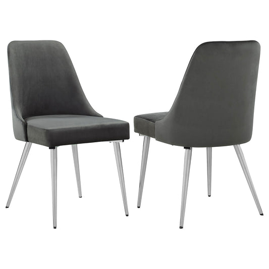 Padded Side Chair Of 2) With Upholstered Seat And Polished - Gray