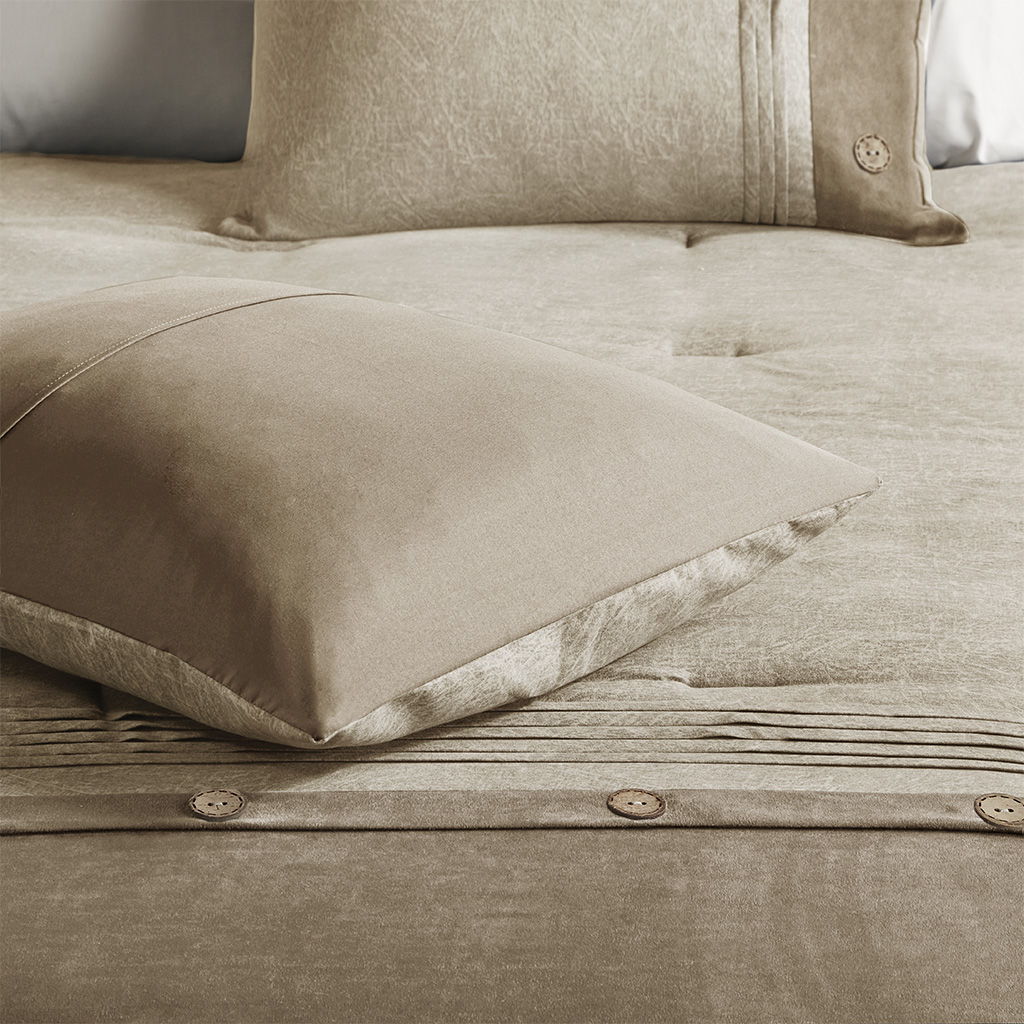 Boone - 7 Piece Comforter Set - Tan