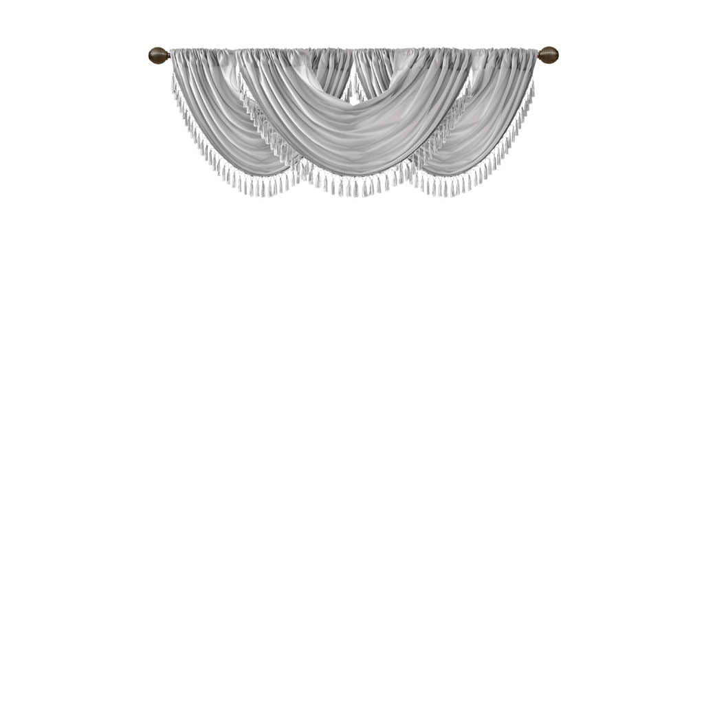 Elena - Waterfall Embellished Valance - Silver