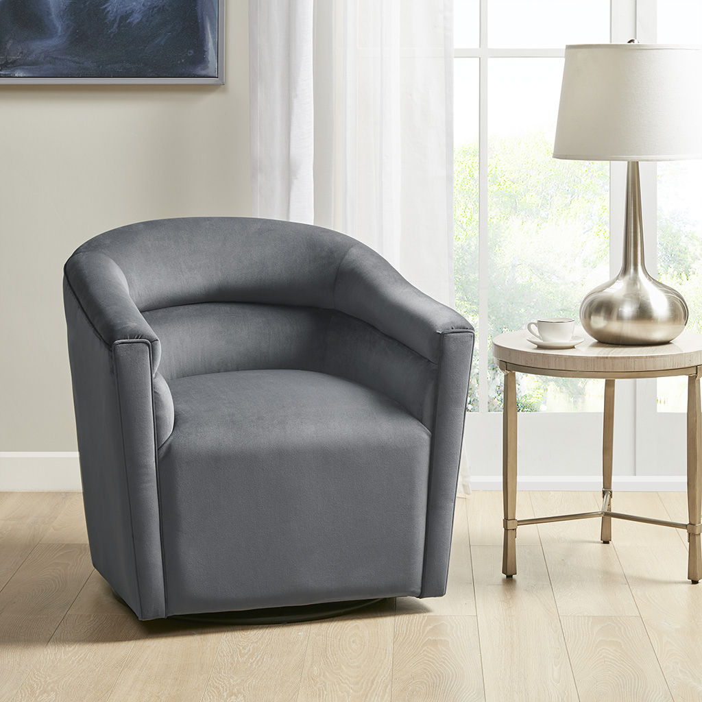 Ryker - Upholstered Barrel 360 Degree Swivel Chair - Gray