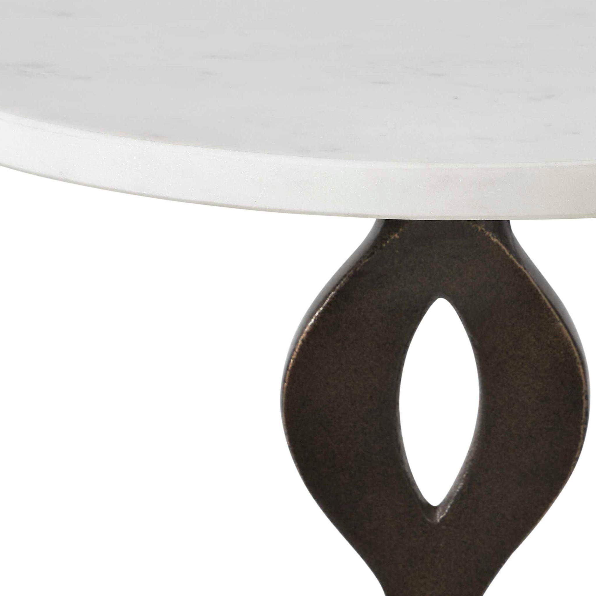 Ila - Round Drink Table - Bronze / White