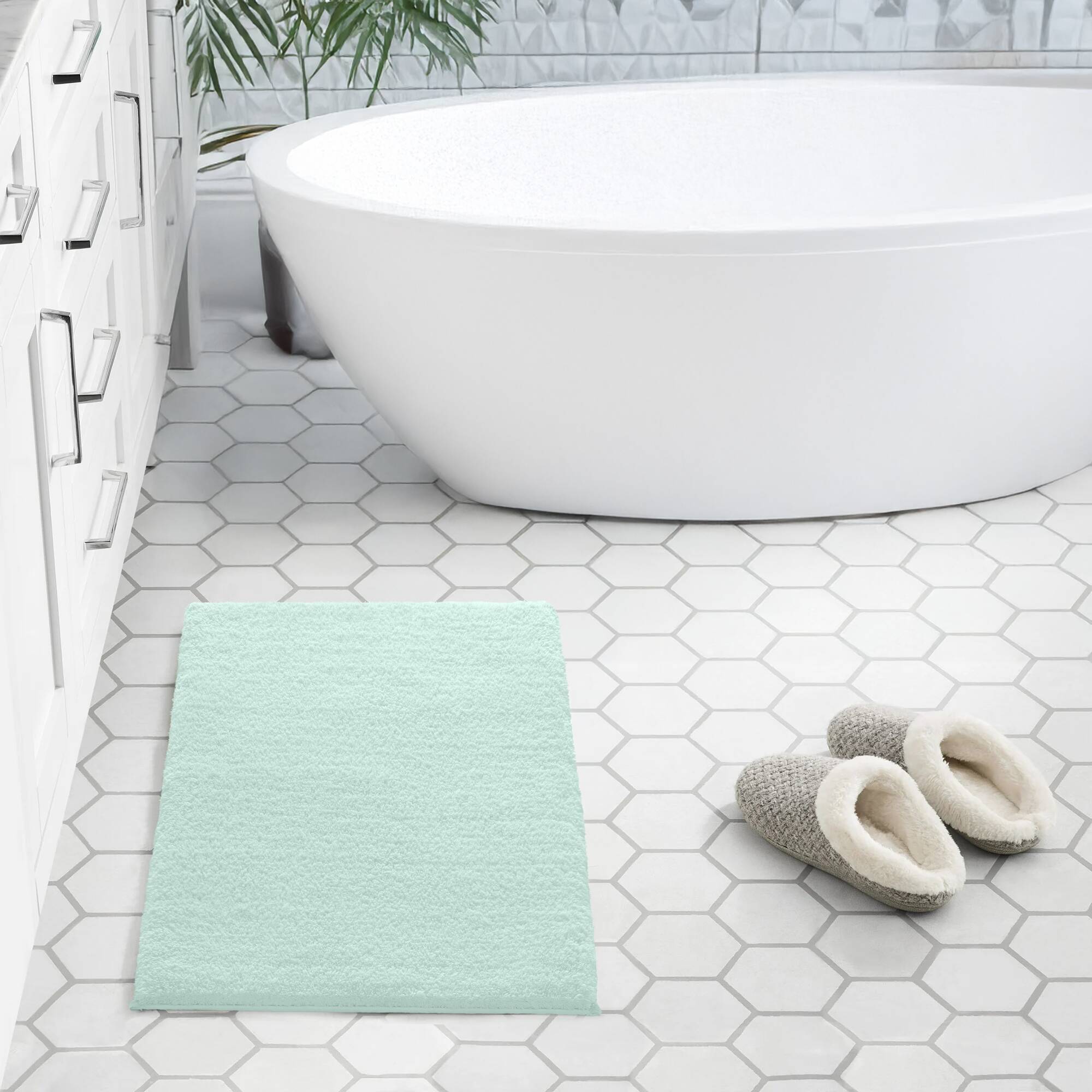 Marshmallow - 24" x 40" Bath Rug - Seafoam