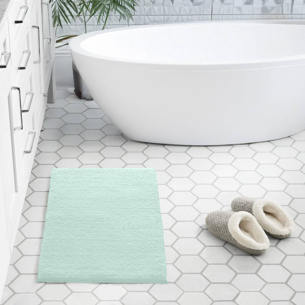 Marshmallow - 24" x 72" Bath Rug - Seafoam
