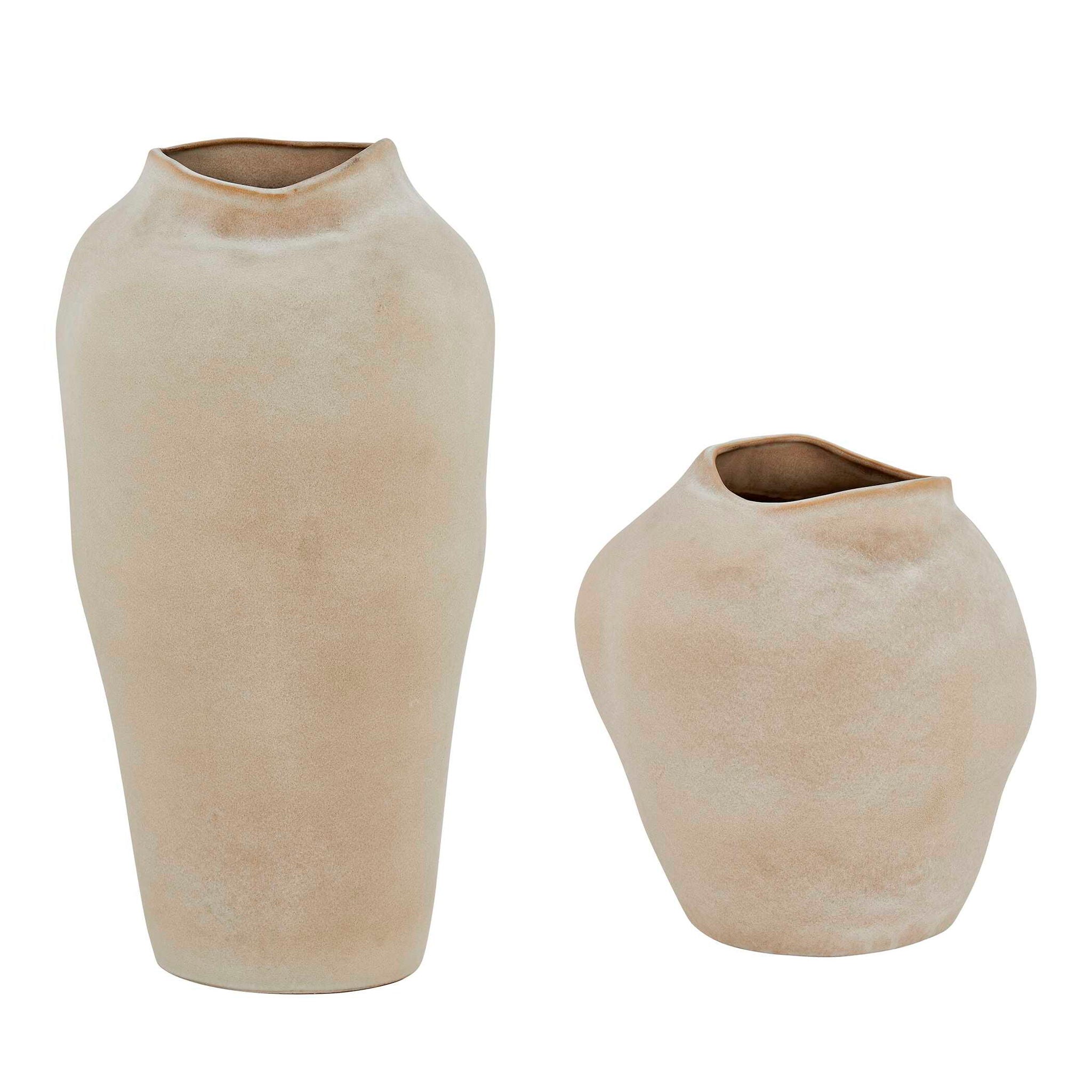 Shadow Play - Indoor-Outdoor Vases (Set of 2) - Buff
