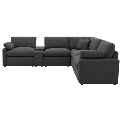 Modular Power Reclining With Lift Top Consoles, 7 Piece Configuration - Dark Gray
