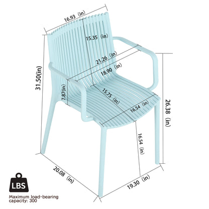 4 Modern Stackable Plastic Armchair Matched With Folding Square Table