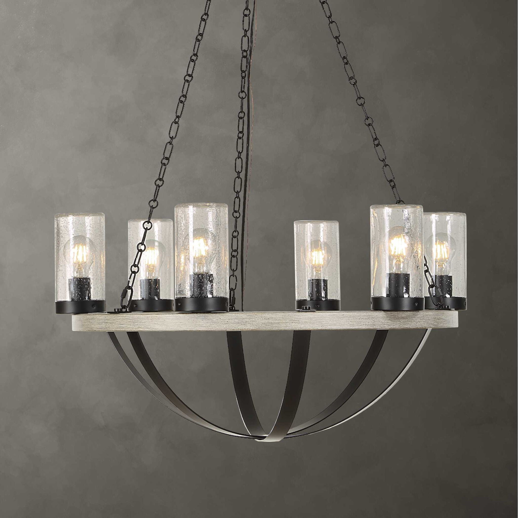 Edgecomb - 6 Light Indoor-Outdoor Chandelier - Black / Gray