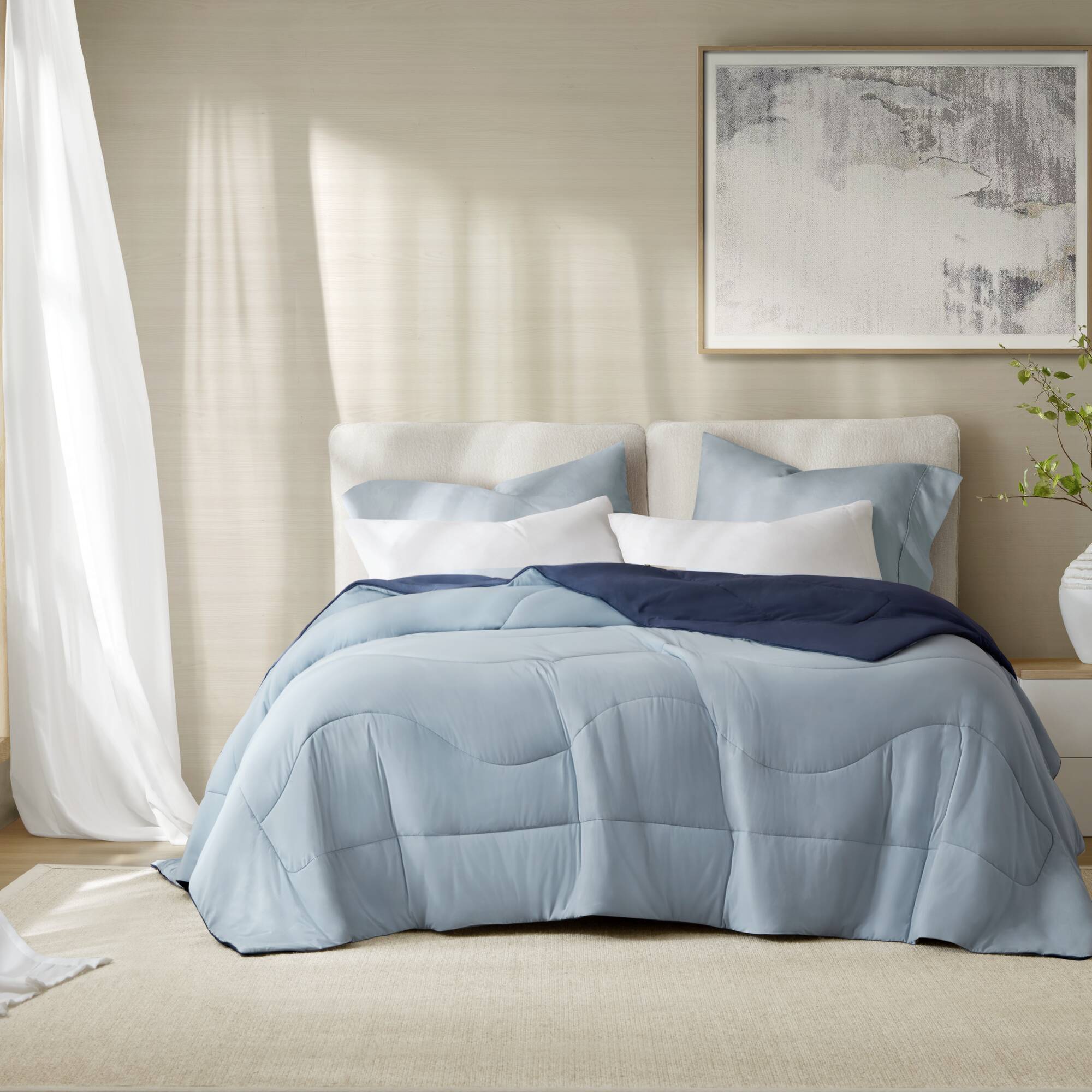 Cooling - Full/Queen Reversible Tencel Comforter Blanket - Blue