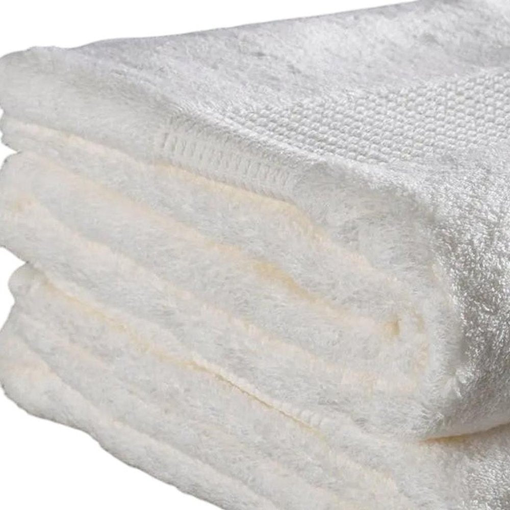 Set of Two White Turkish Cotton 13" X 13" Quick Dry Terry Cloth Washcloths