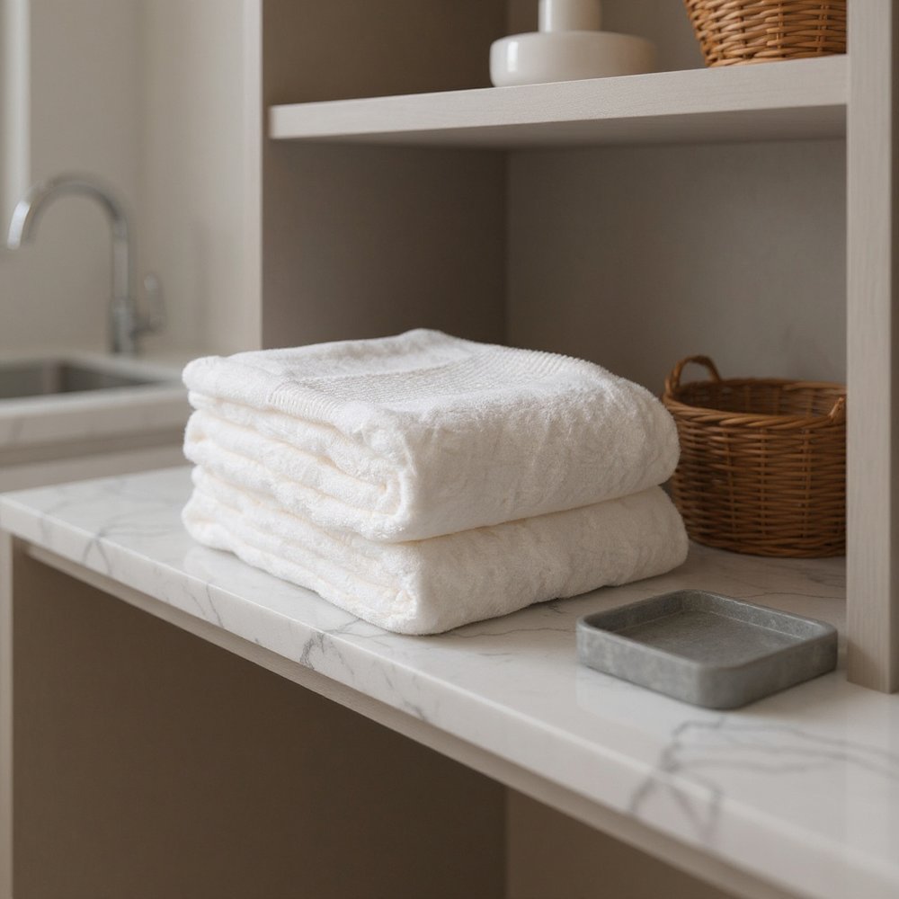 Set of Two White Turkish Cotton 13" X 13" Quick Dry Terry Cloth Washcloths