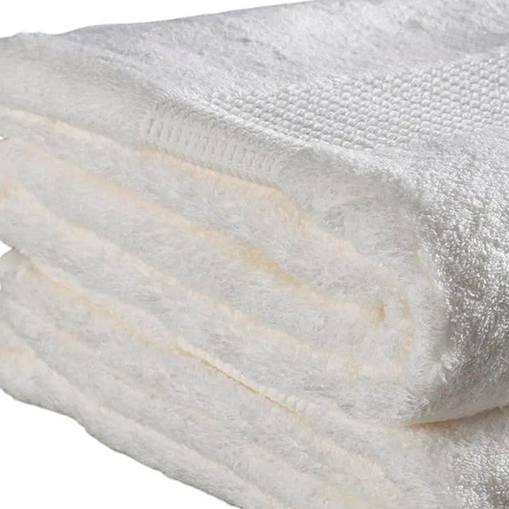 Set of Two White Turkish Cotton 13" X 13" Quick Dry Terry Cloth Washcloths