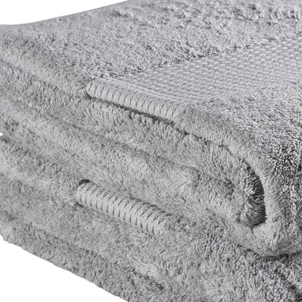Set of Two Light Gray Cotton 30" X 54" Quick Dry Terry Cloth Bath Towels