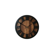 14" Black And Brown Solid Wood Silent Analog Round Wall Clock