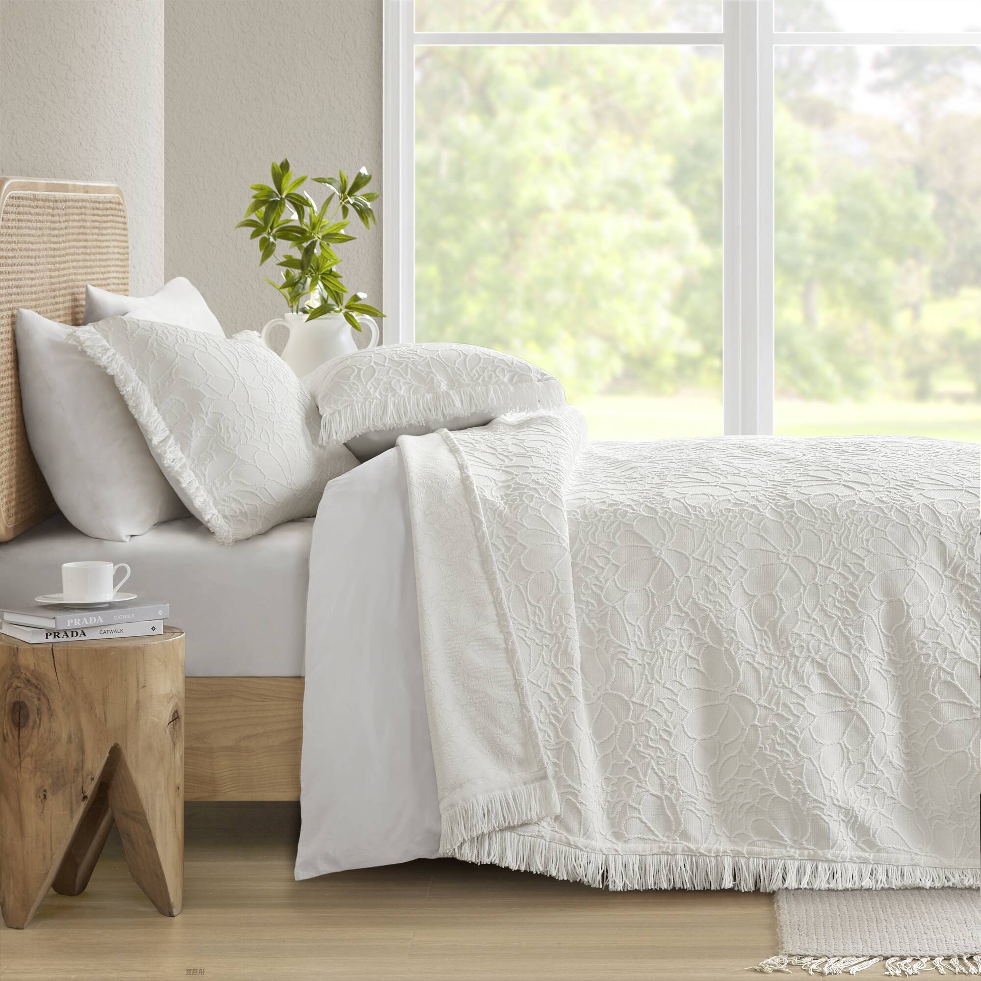 Willow - 3 Piece Queen Bedspread Set - White