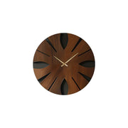 14" Brown Solid Wood Silent Analog Abstract Round Wall Clock
