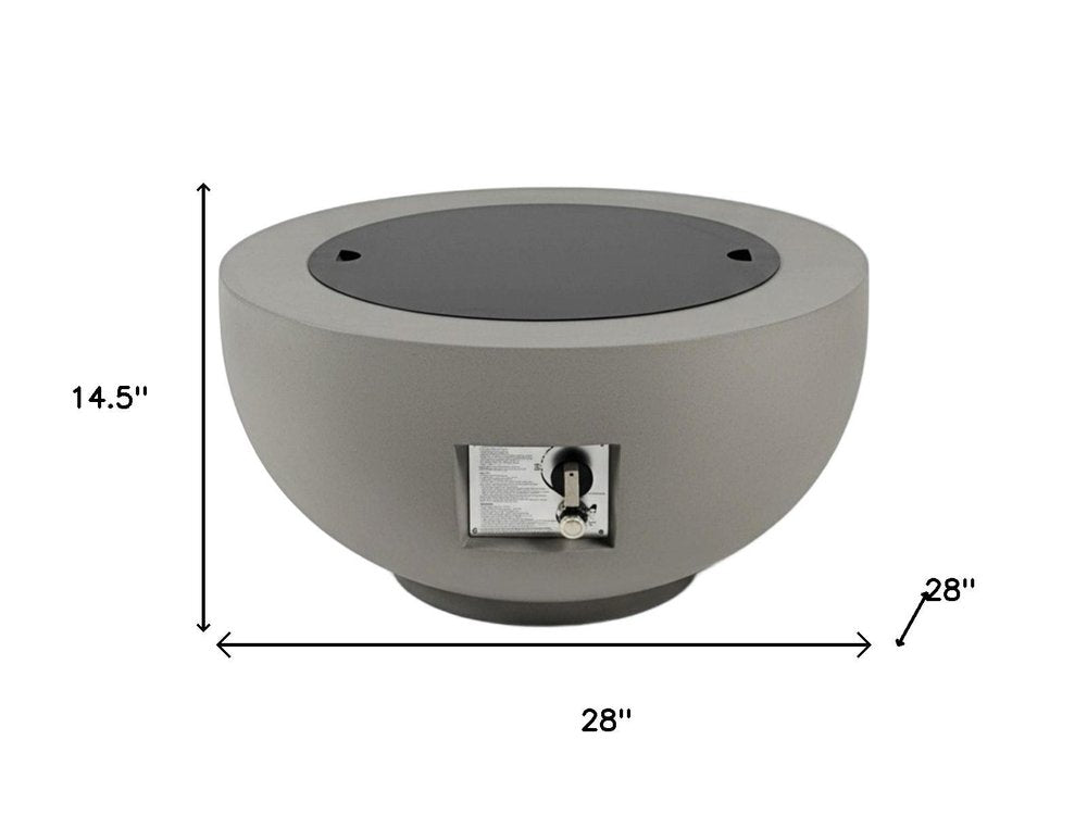40000 BTU 28" Gray Magnesium Oxide Propane Round Fire Pit With Cover