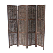 DARK BROWN 4-Panel Rustic Woven Style Room Divider