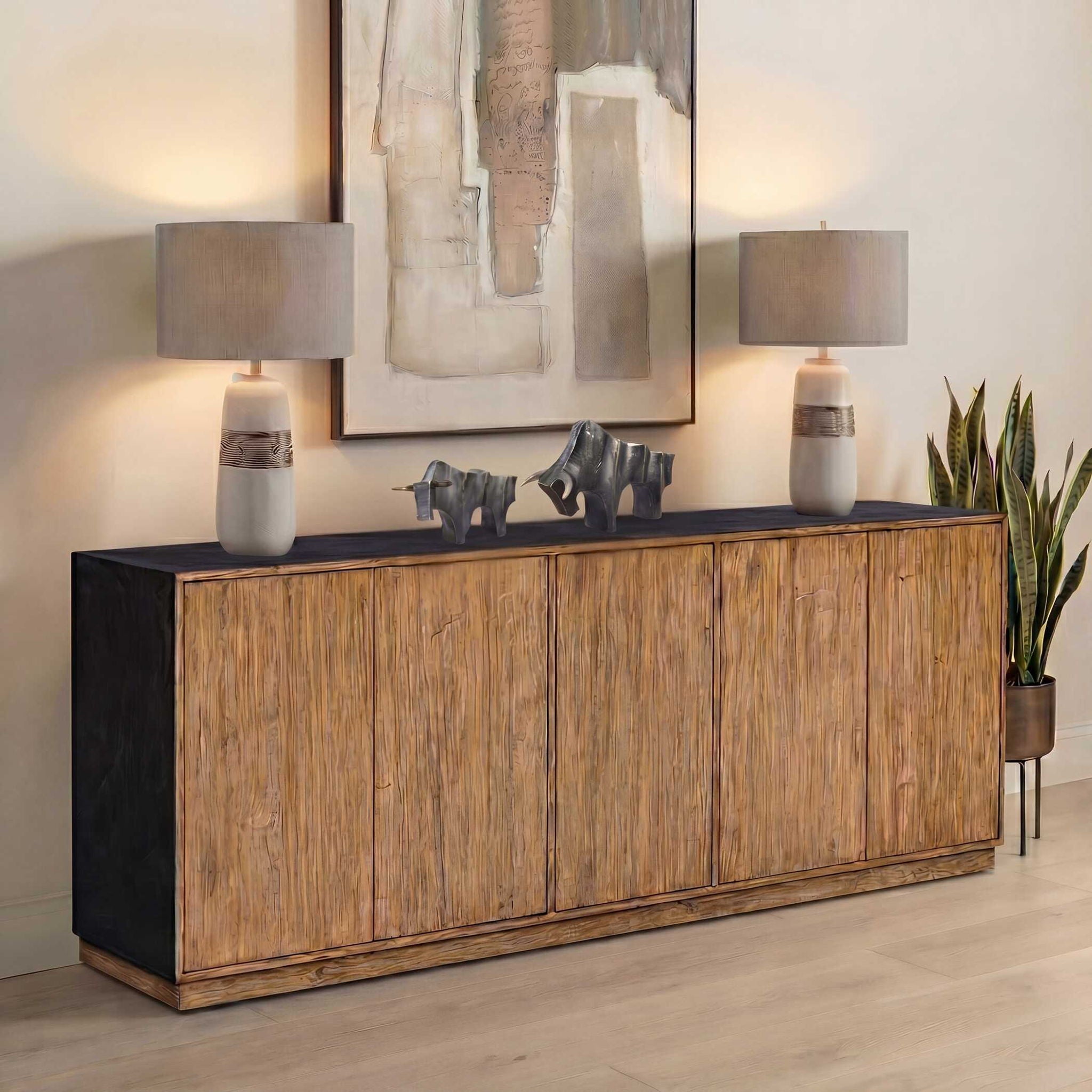 Kelvin - 5 Door Wood Media Console - Light Brown