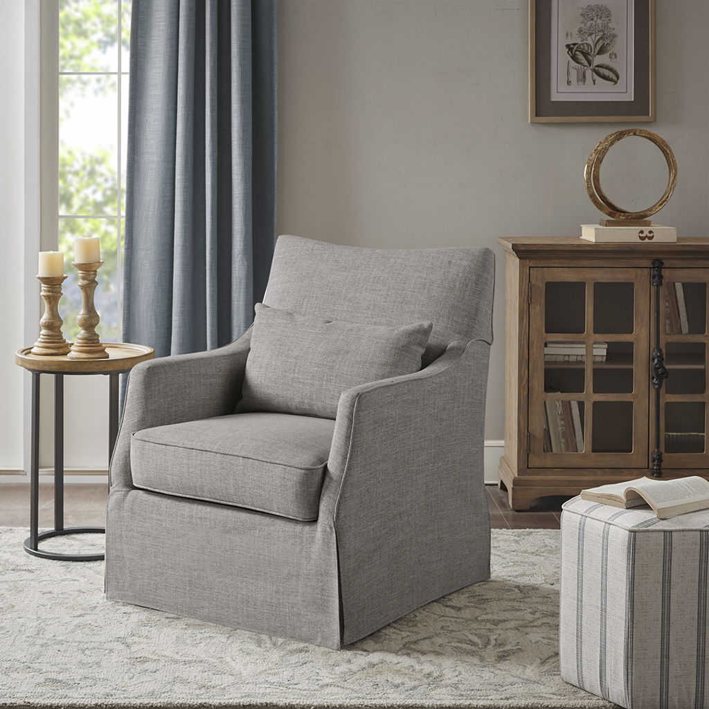 London - Skirted Swivel Chair - Gray