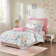 Cynthia - Printed Butterfly Comforter Set - Pink