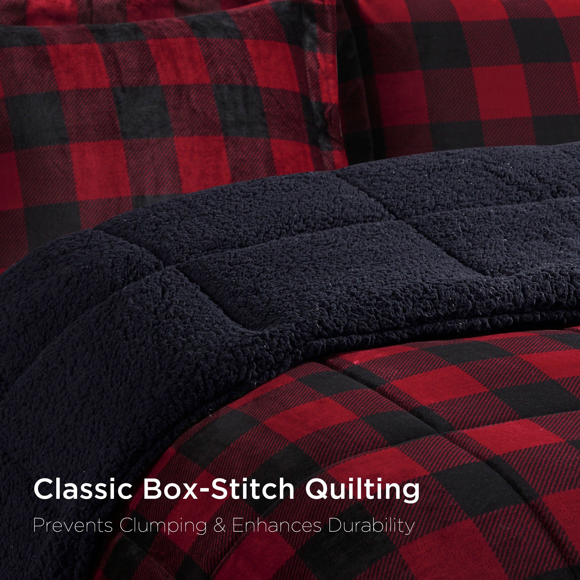 Alton - King Down Alternative Comforter Set - Red / Black Buffalo Check