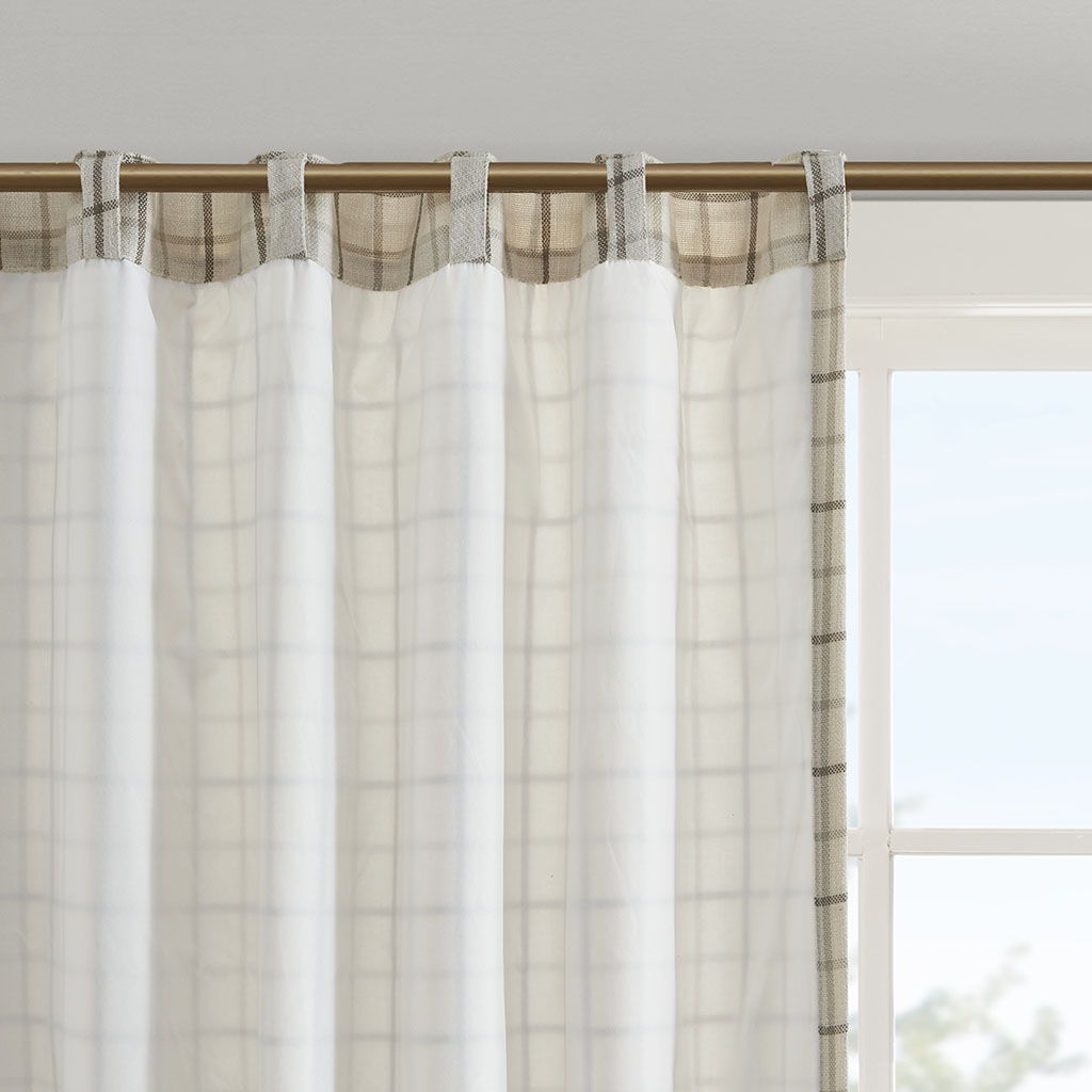 Anaheim - 50x108" Plaid Rod Pocket And Back Tab Curtain Panel With Fleece Lining - Natural
