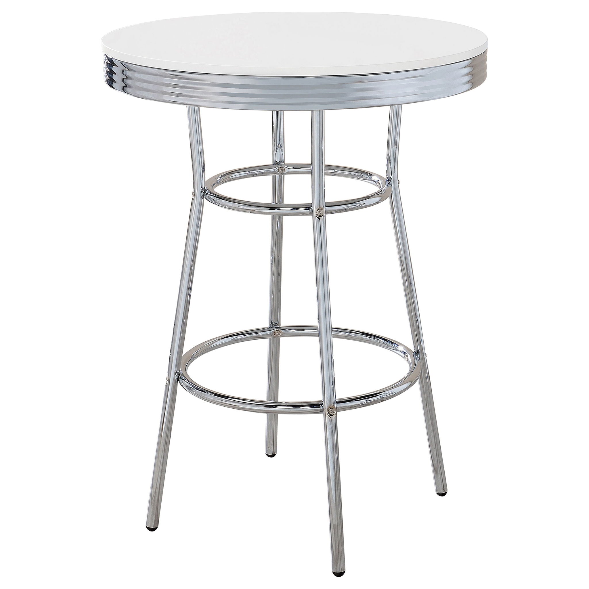 Midge - 3 Piece Round 1950S Bistro Pub Bar Table Set With Upholstery - White