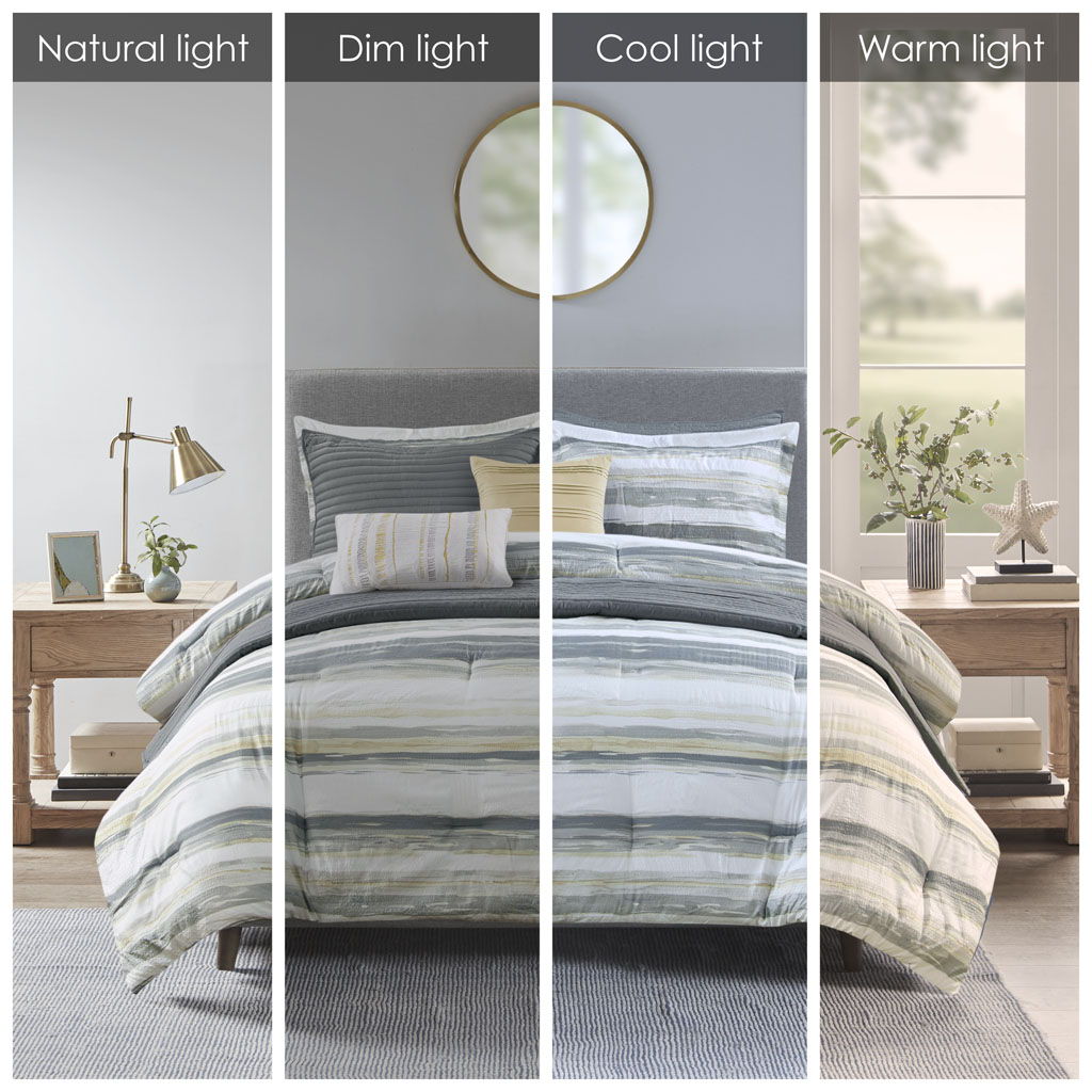 Marina - 8 Piece Printed Comforter And Coverlet Set Collection - Sand