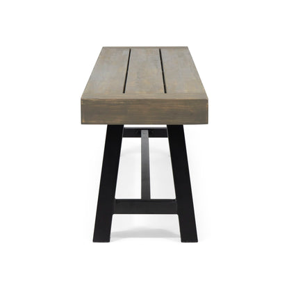 Outdoor Patio Bench - Gray / Rustic Metal