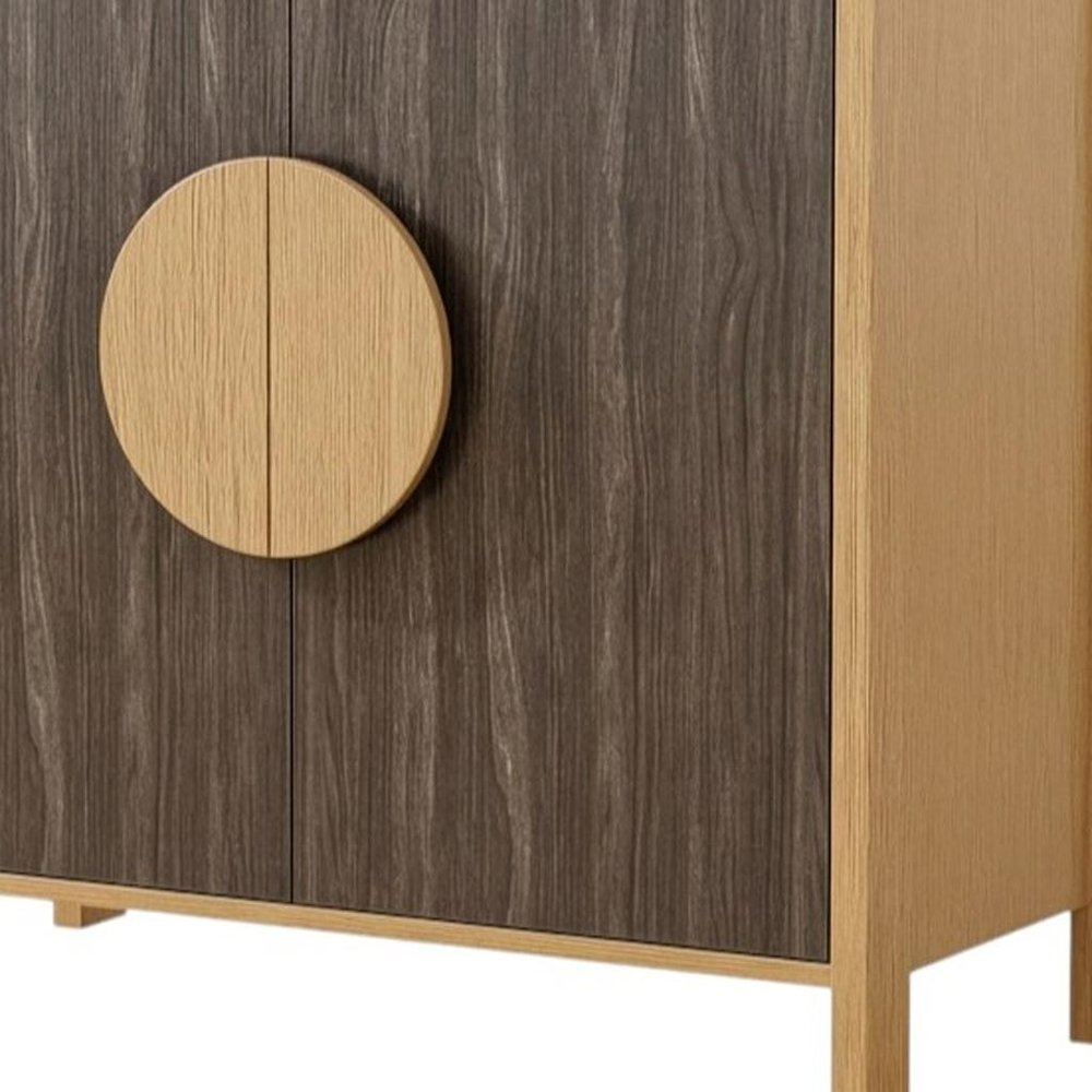 31" Sepia Solid Wood Console Accent Cabinet With Two Doors