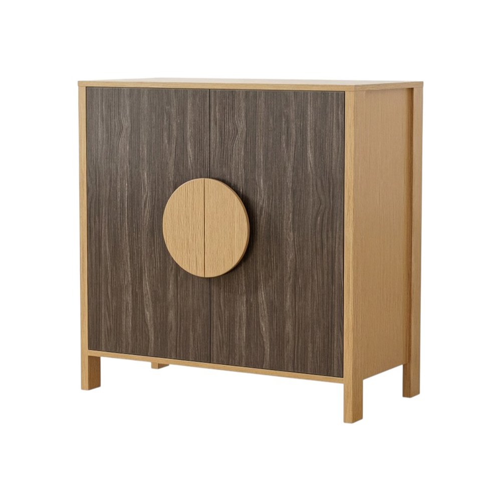 31" Sepia Solid Wood Console Accent Cabinet With Two Doors