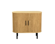 35" Natural Wood Ribbed Texture Sideboard With Two Sliding Doors