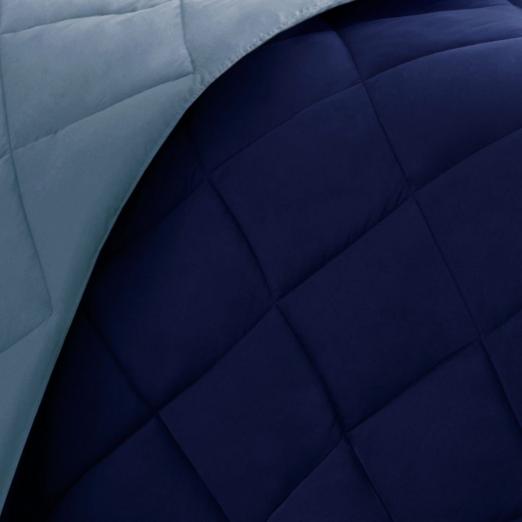 Larkspur - Twin 3M Scotchgard Diamond Quilting Reversible Down Alternative Comforter Set - Navy / Light Blue