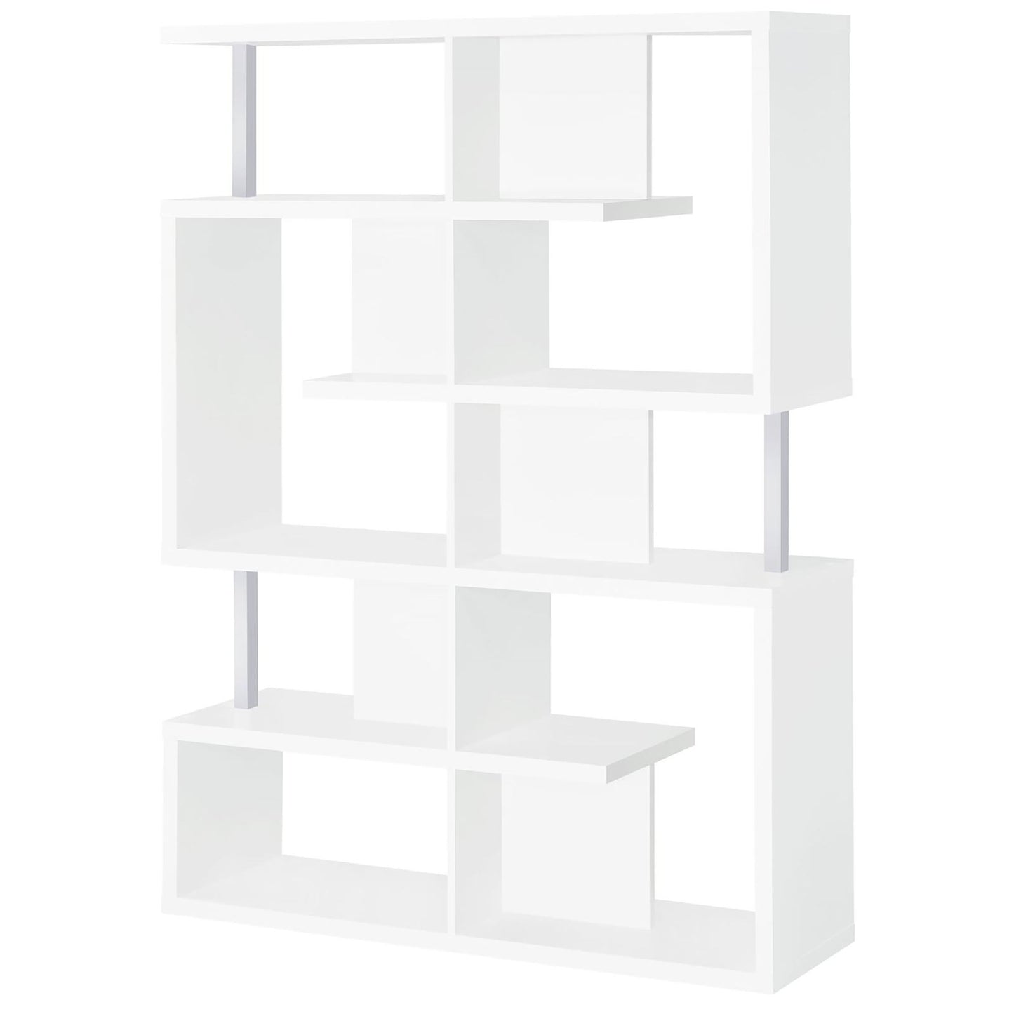 5 Tier Geometric Bookcase - White