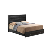Elegant Queen Storage Bed - Black - Particle Board