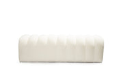 59" White Tufted Boucle Upholstered Bench