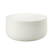 31" White Cement Round Drum Coffee Table