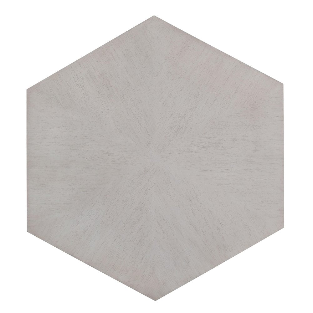 50" Gray Wood Hexagon Distressed Block Coffee Table