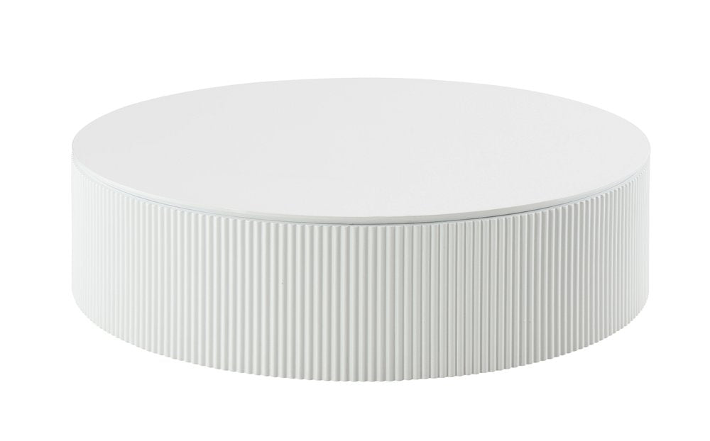 47" White Wood Round Drum Coffee Table