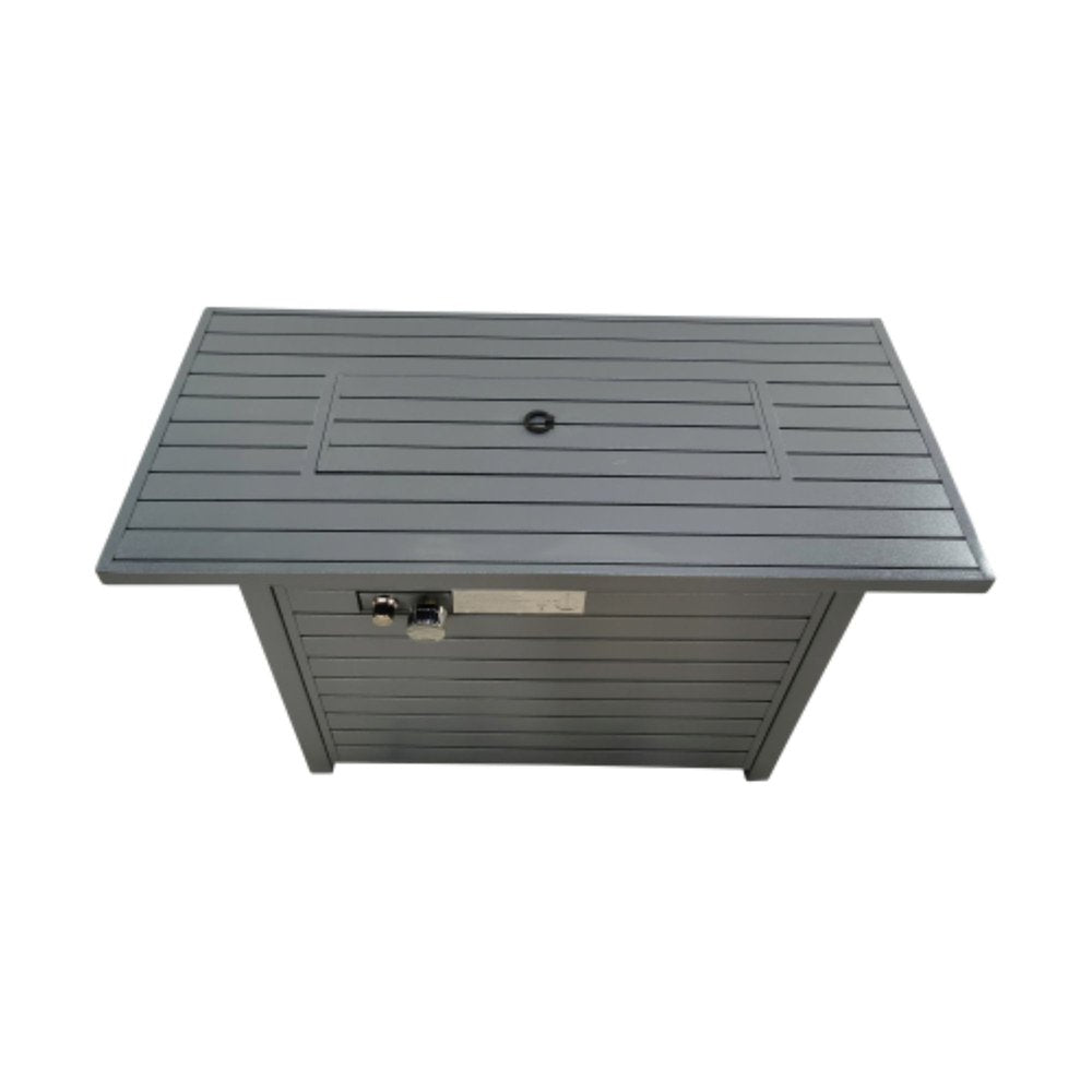 50000 BTU 42" Black Steel Propane Rectangular Fire Pit With Cover